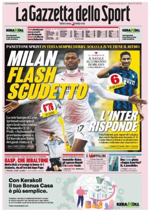 L Apertura De La Gazzetta Dello Sport Milan Flash Scudetto L Inter Risponde Tuttomercatoweb Com